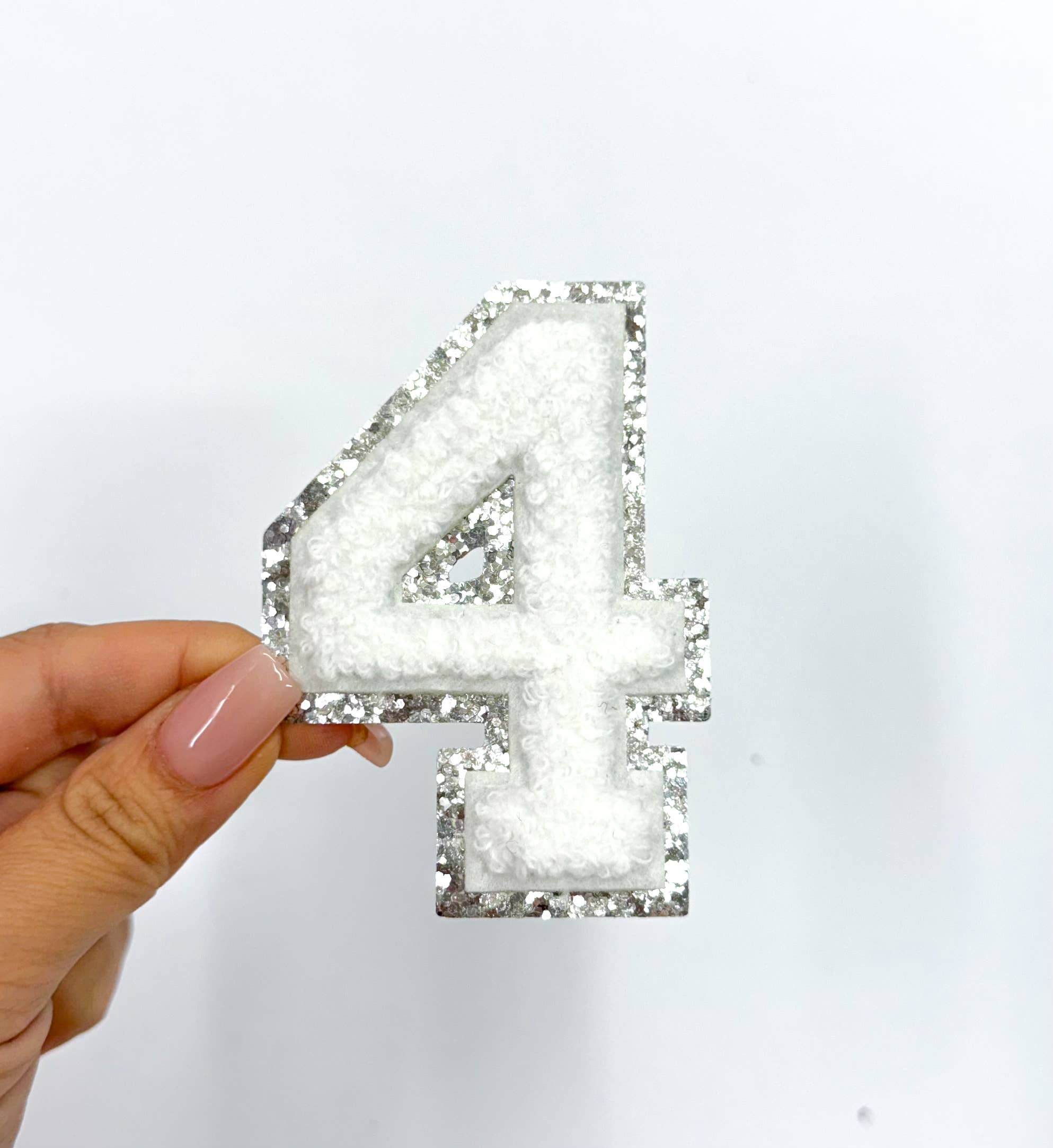 ABLNco - Wholesale Patch - White Silver Numbers Glitter Embroidery Patch1