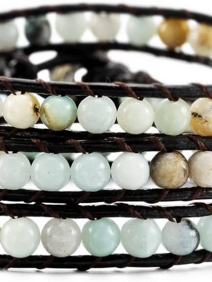 Wickelarmband aus mehrfarbigem Leder in Meeresgrün für den Großhandel von Stephen Oliver