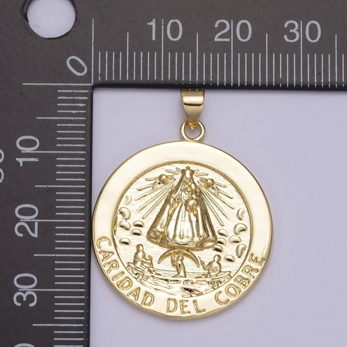 Aim Eternal - Wholesale Individual Charm/Pendant - Gold Coin La Virgen de la Caridad del Cobre Pendant for Necklace Supply H-8631
