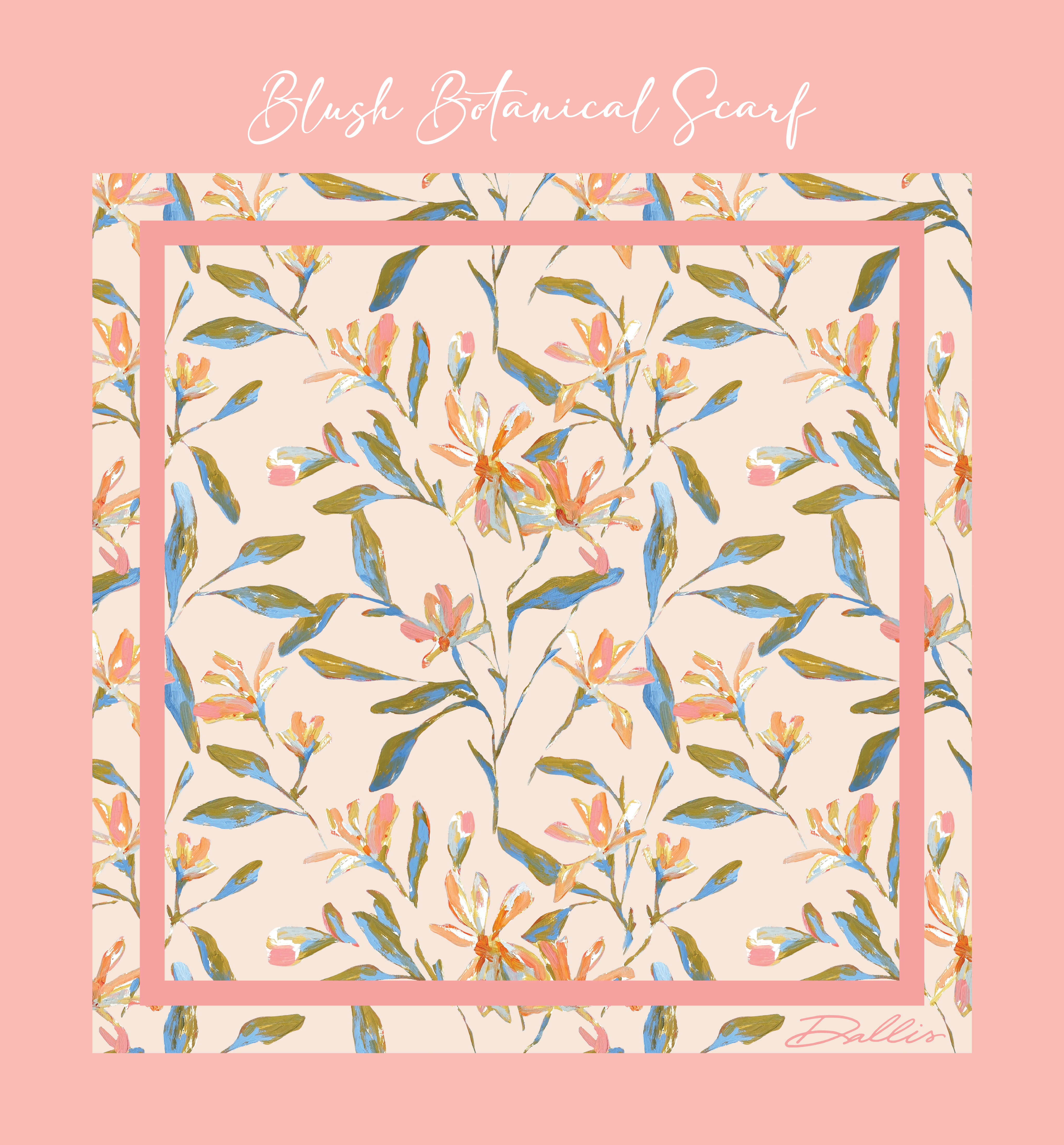 Dallis Foshee Art & Design, LLC - Wholesale Scarf - Women's - Blush Botanical Scarf1