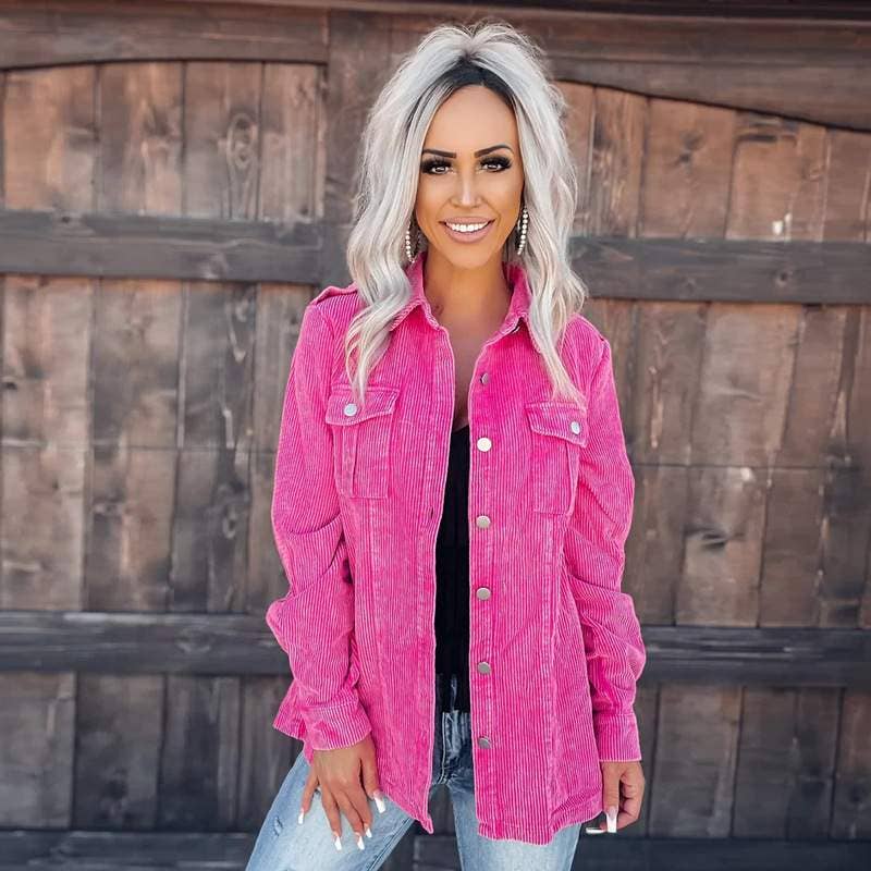 Fashion Combination – wholesale Skjortjacka/jackett – Dam – Tvättad manchesterjacka med knappar för kvinnor8