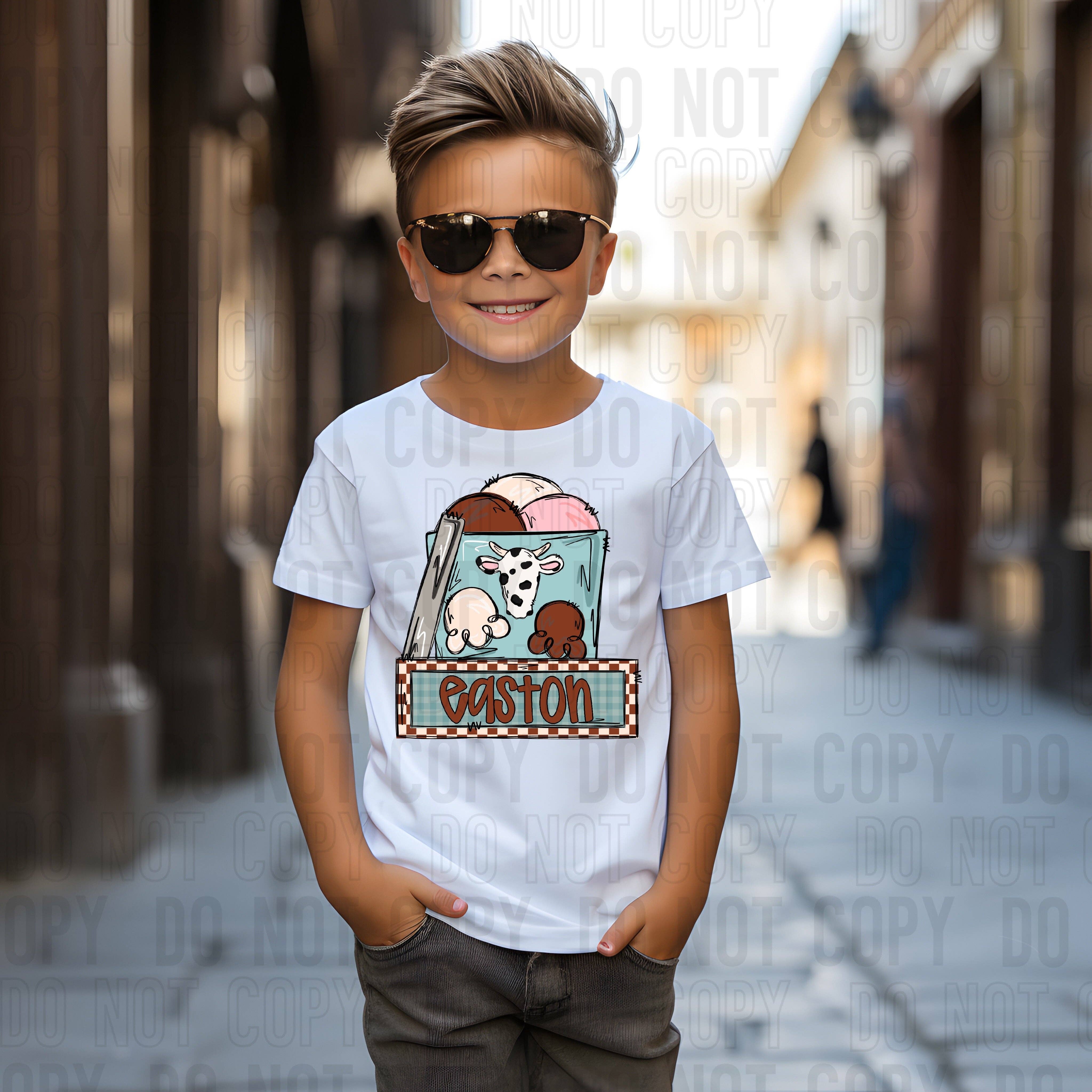 K and M Designs - Venta al por mayor Papel transfer para sublimación - Tarrina de Helado (Chico) con Placa de Nombre Personalizada Transferencia DTF0