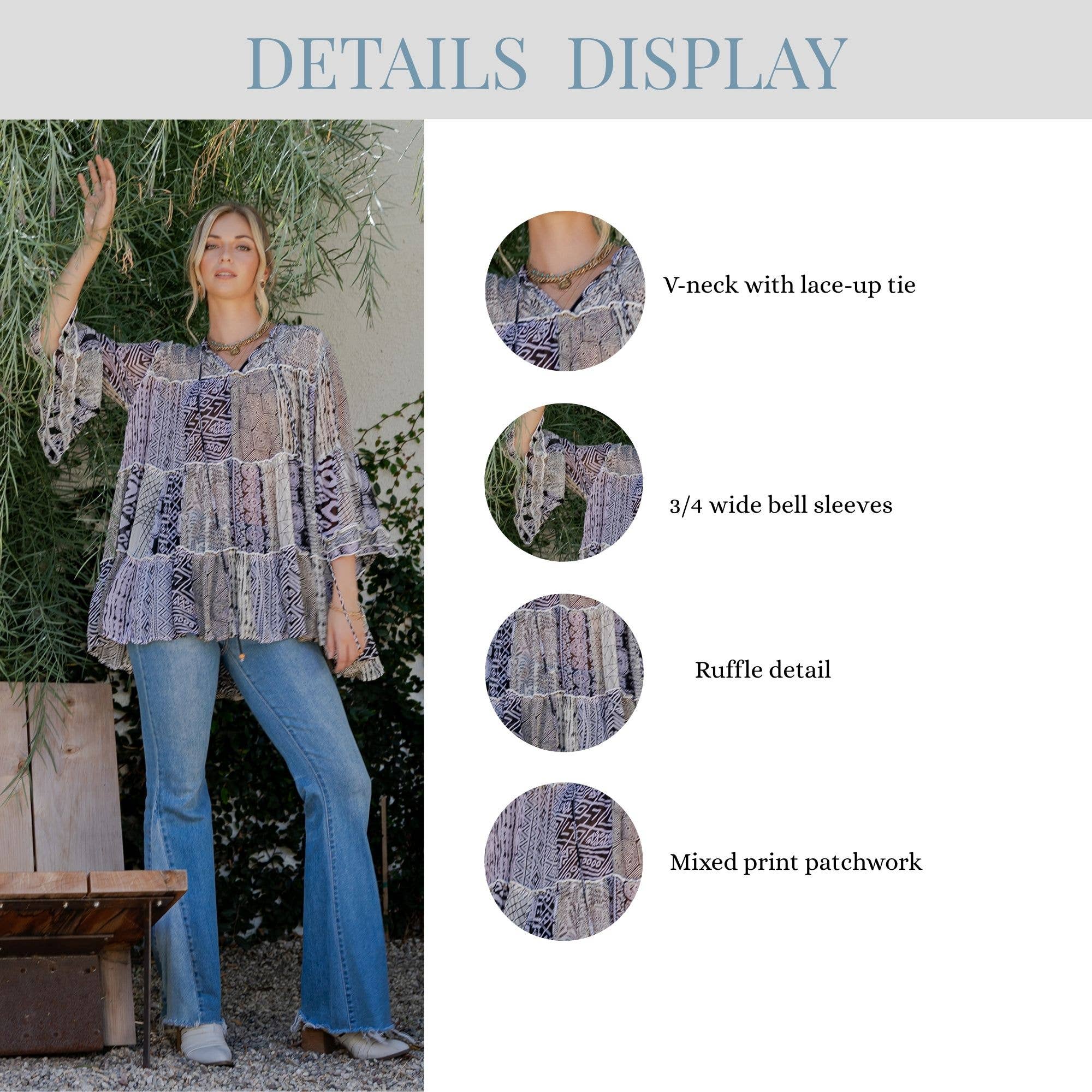 Young Threads - Venta al por mayor Blusa - Mujer - Top Jhabla con Cuello de Banda Teñido Chic (Nuevo Color)29