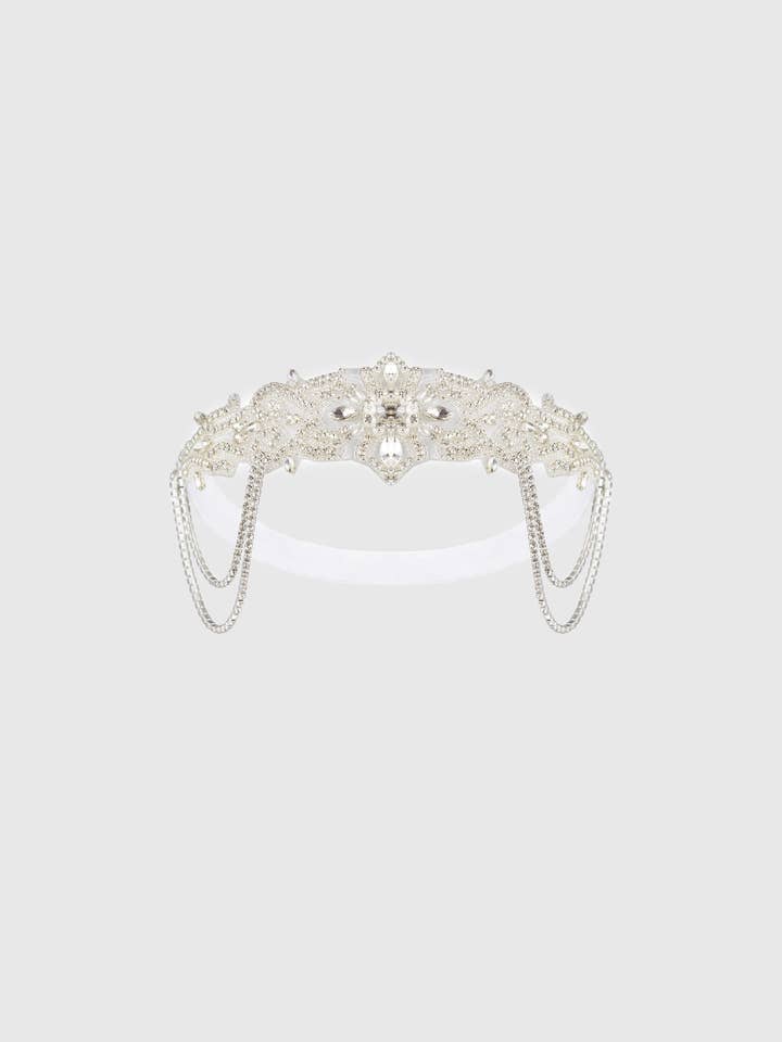 Beaded Rhinestone Dangle Headband for wholesale by BABEYOND