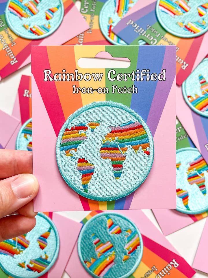 Around the World PRIDE Iron-On Patch for wholesale by Rainbow Certified