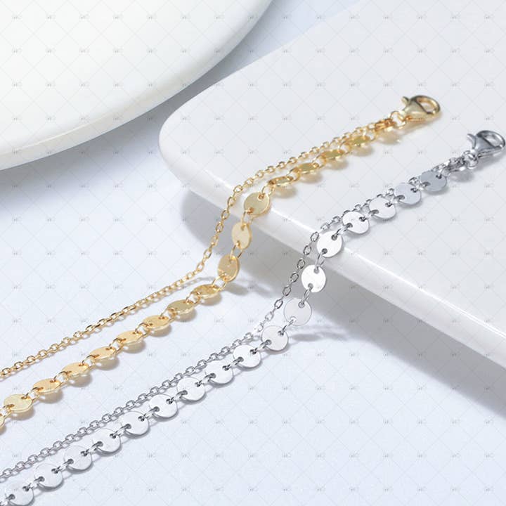 Gioiellin - S925 Silver Jewelry - Wholesale Anklet - S925 Silver 14k Gold Plated Double Layer Anklet4