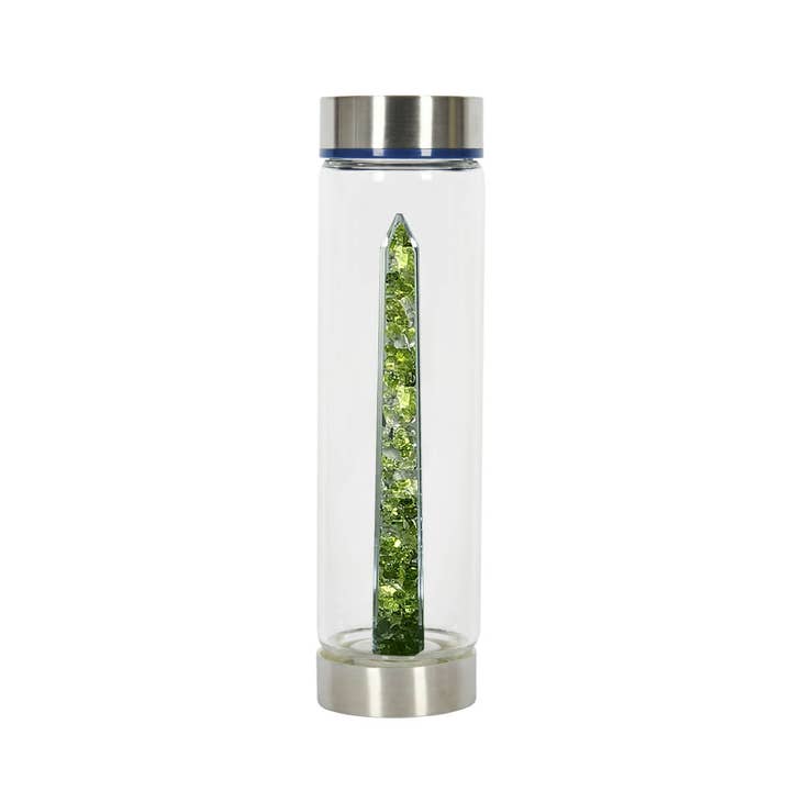 Bewater Magic Fresh Glass Bottle - Peridot and Rock Crystal for wholesale by The Psychic Tree
