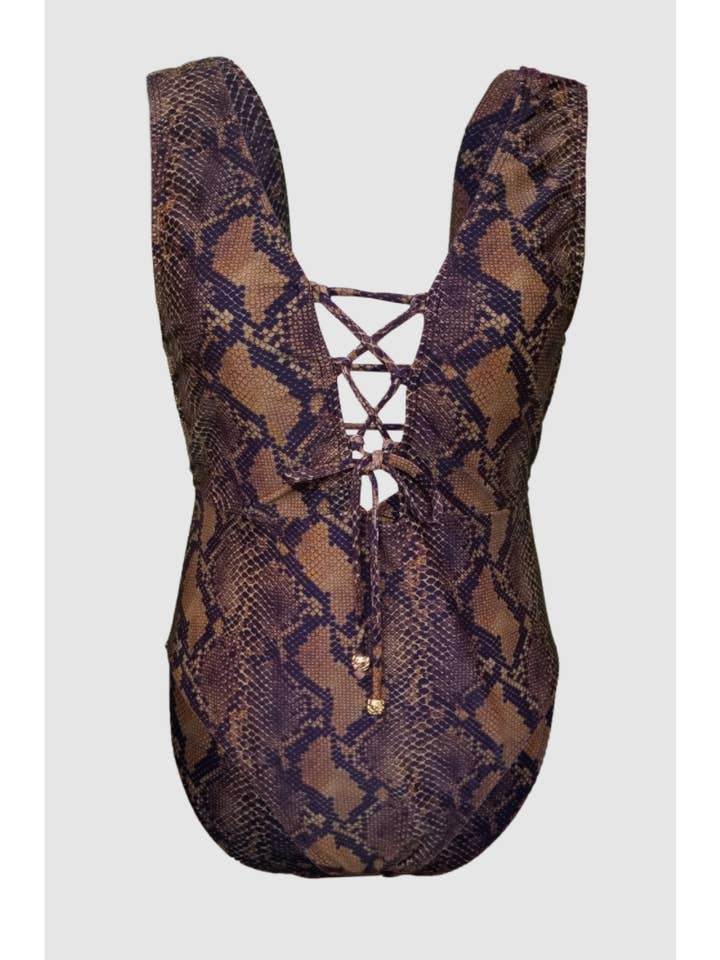 Go Low Update Snake Lace-Up One-Piece Swimsuit for wholesale by Gyv Me Body