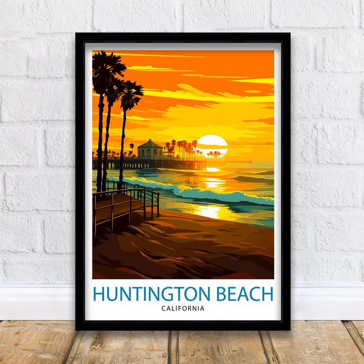 Huntington Beach California Travel Poster for wholesale by InkNPrintz