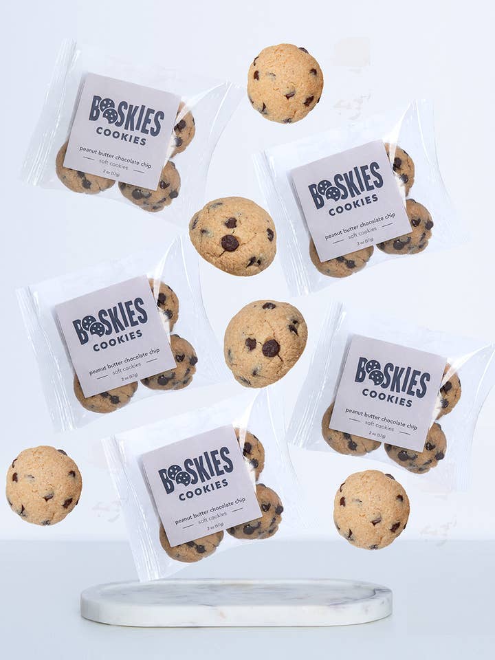 Peanut Butter Chocolate Chip Cookie Mini Packs for wholesale by Booskies Cookies