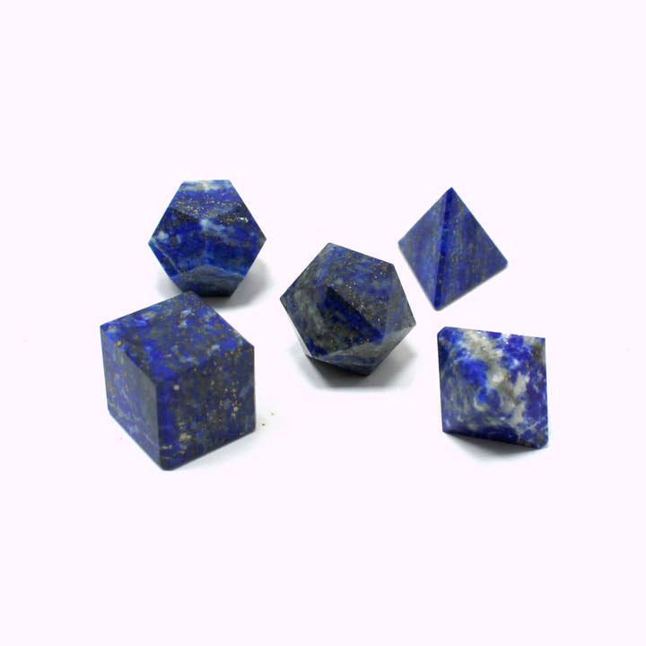 Natural Lapis Lazuli Platonic Geometry Set for wholesale by Aura Vibes