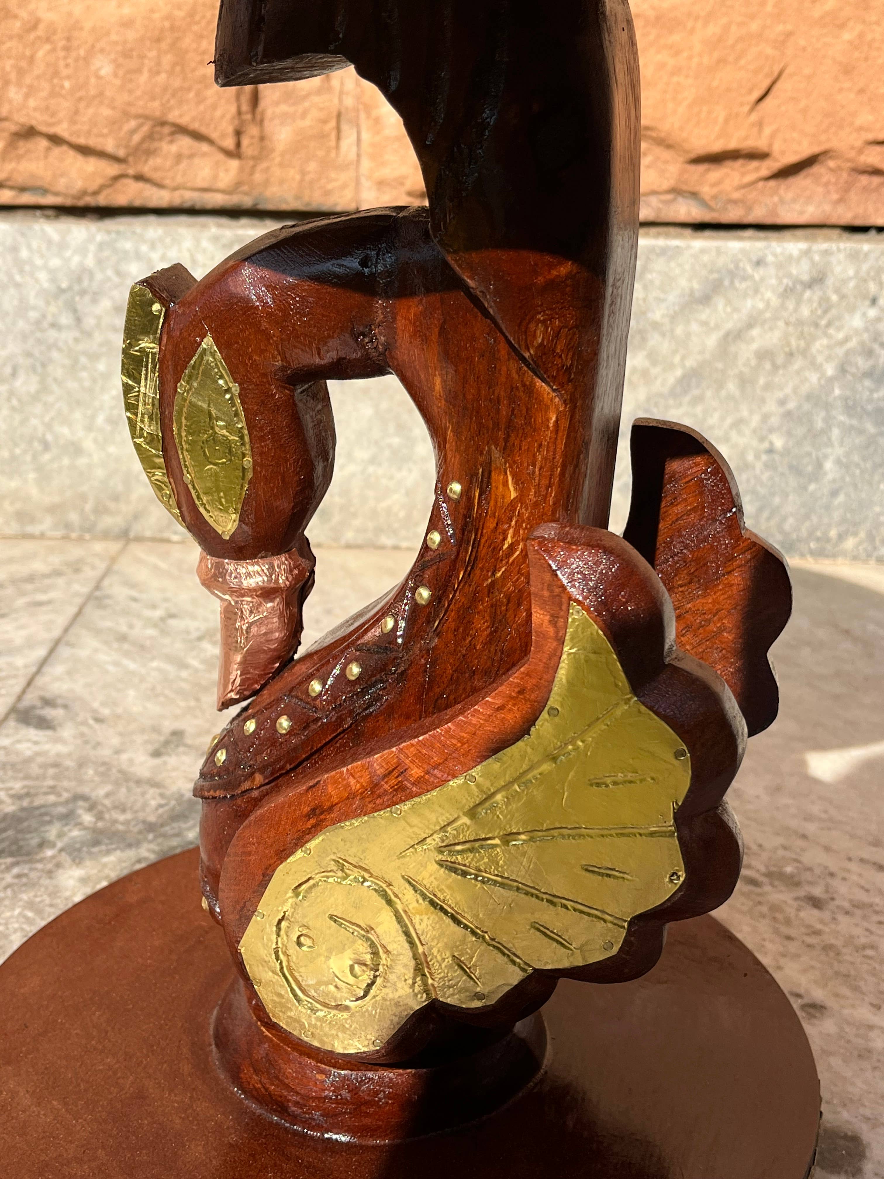 VIRATRA ART DECOR - Wholesale Side Table - Hand-Carved Wooden Swan Side Table with Brass Detailing8