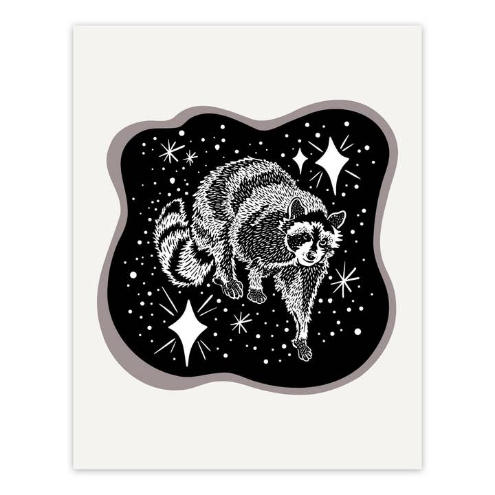 Starfangled Press - Wholesale Art Print - Cosmic Raccoon Screenprint