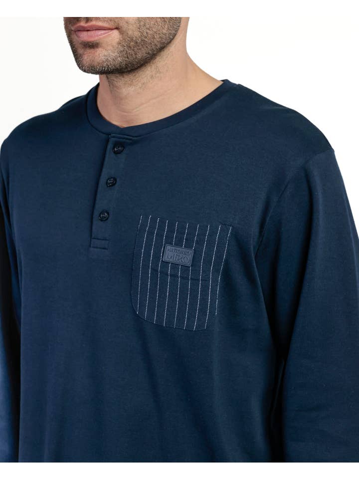 Marine Miro Stripes Pyjamas with Placket for wholesale on Faire3