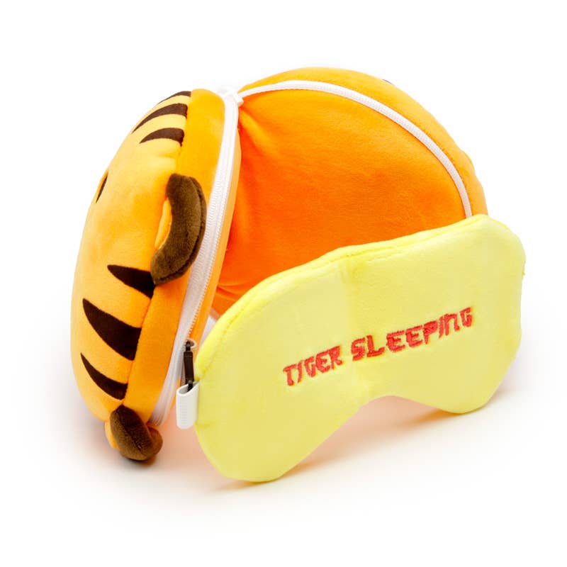 Puckator EU - Wholesale Reiskussen - Relaxeazzz Tiger ronde pluche reiskussen & oogmasker2