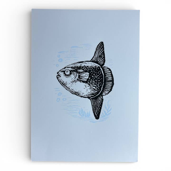 Handgefertigter Siebdruck – Mondfisch (DIN A4) für den Großhandel von ilovemixtapes