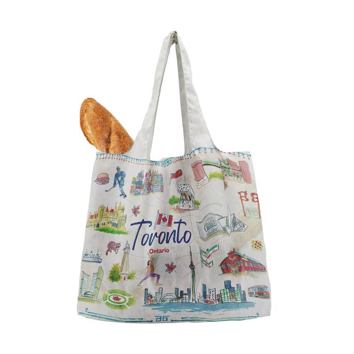 Northern Icons Canada - Wholesale Tote bag – Unisex - Toronto Ontario Foldable Canvas Bag – Illustrated City Travel Shopping Tote & Canada Souvenir Gift1
