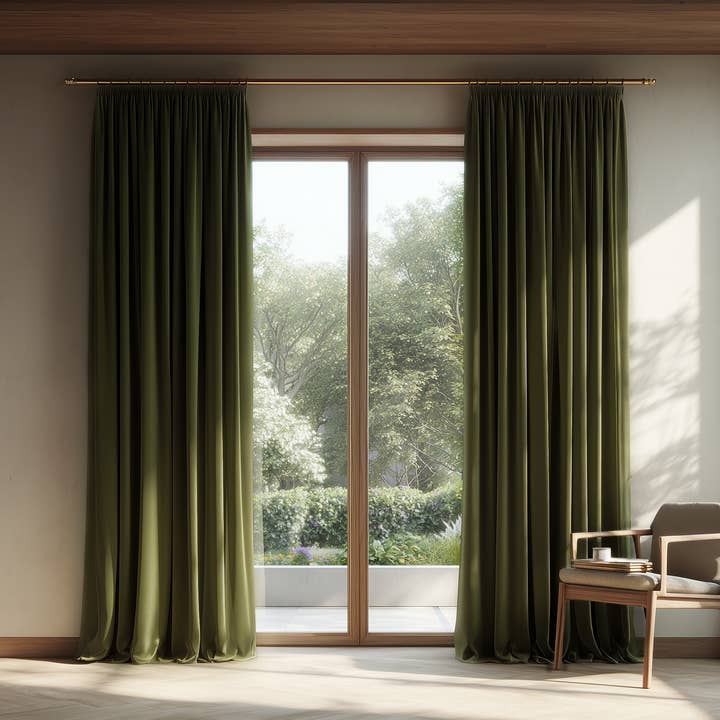 Olive Green Velvet Curtain for wholesale by North Curtain