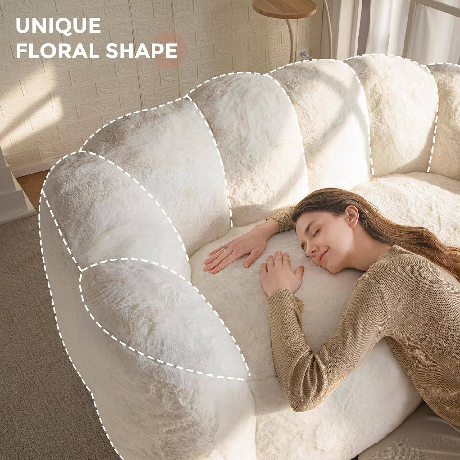 Beige Floral Shaped Bean Bag Sofa For Adults Living Room for wholesale on Faire7