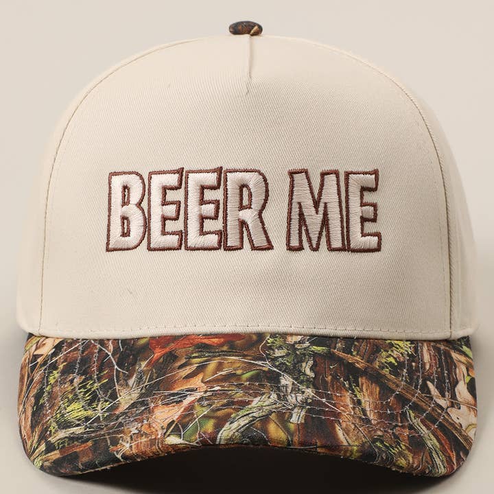 Fashion City - Wholesale Trucker Hat - Unisex - BEER ME Embroidery Leopard Camo Trucker Hat
