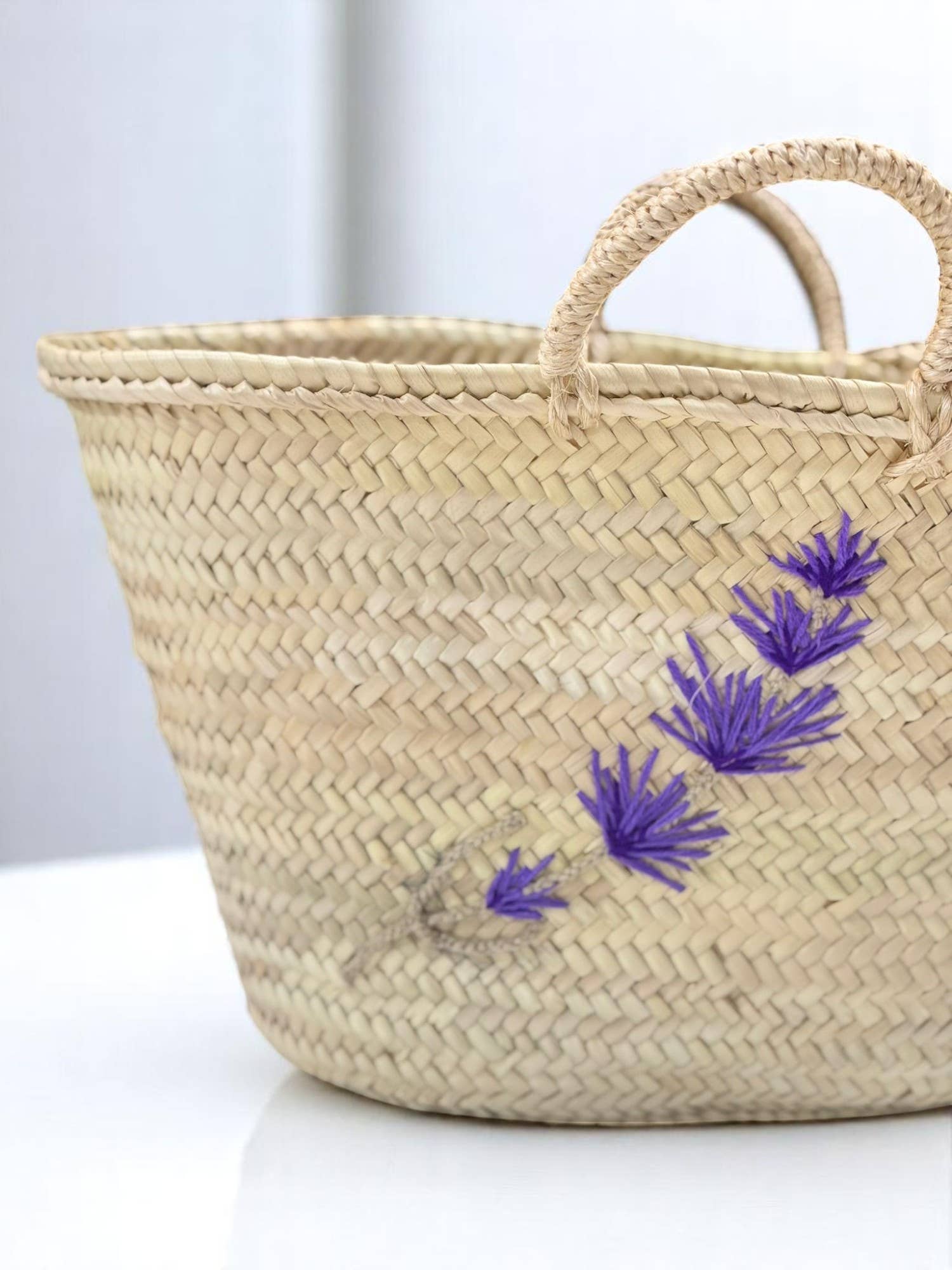 Gran Wholesale - Wholesale Beach Bag - Moroccan Straw Tote with Lavender Embroidery5