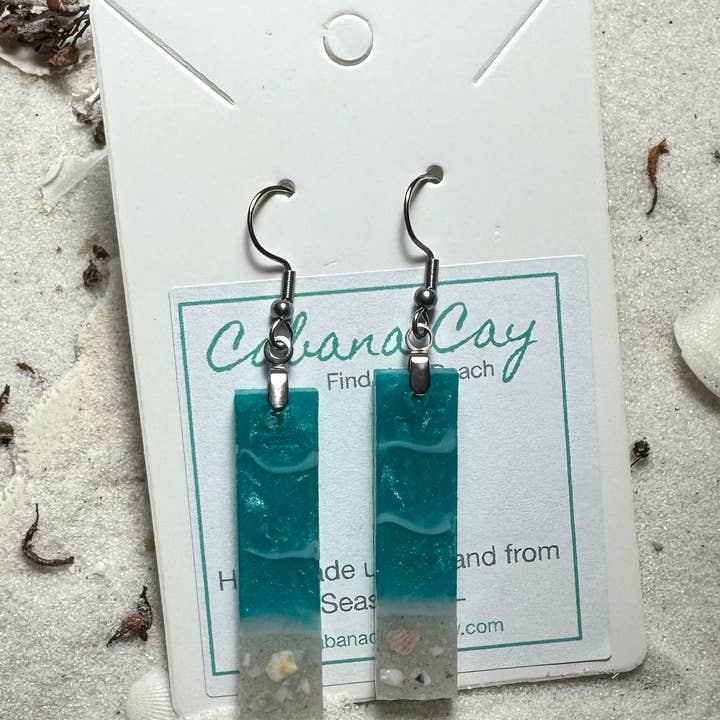 Beach Sand Rectangle Earrings (choose your beach) for wholesale by Cabana Cay