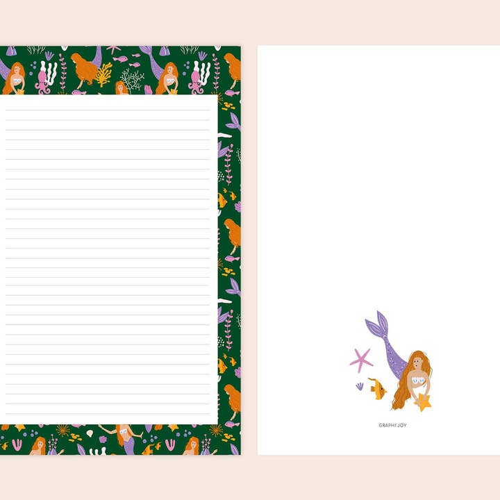 Graphijoy - Wholesale Stationery/Notecard Set - Mermaid letterpaper3