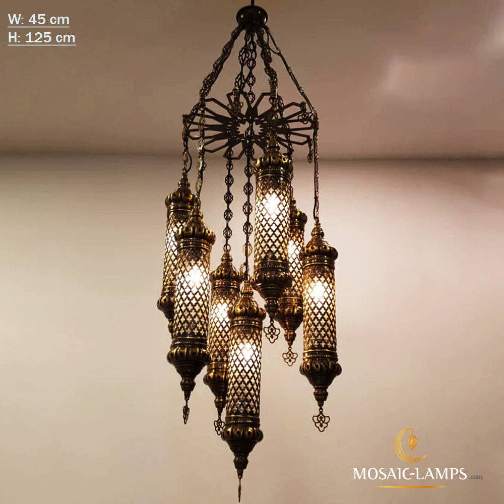 Mosaic Lamps – wholesale Chandelier/hanging light – 7pc Moroccan Chandelier Lighting Set, Metal4