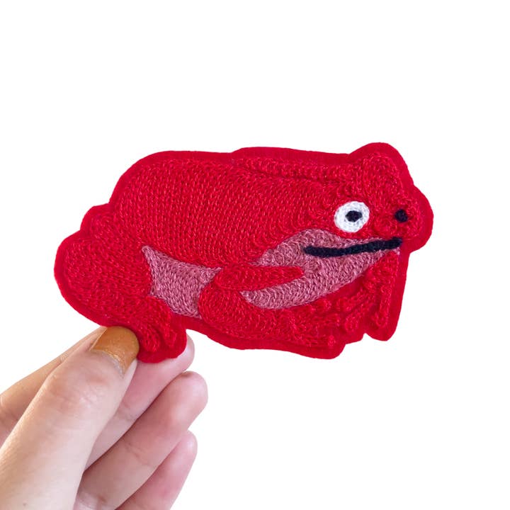 Frog Red - Chainstitch Patch for wholesale by Contrarium Chainstitch