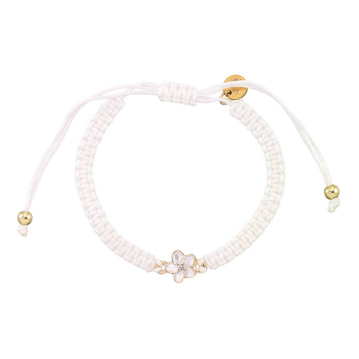 Braccialetto Macramè con Smalto e Ibisco-12 pezzi per la vendita all'ingrosso da parte di World End Imports Jewelry & Gifts