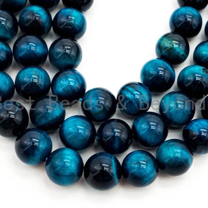 BestBeads&Beyond – wholesale Pärlor – Kvalitet naturlig förbättrad färg blå tigeröga runda pärlor, 4mm/6mm/8mm/10mm/12mm/14mm, Blue Tiger Eye ädelsten, 15.5" sträng, SKU #U217