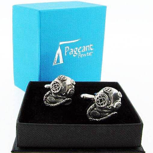 Pewter Diving Helmet Cufflinks for wholesale by Pageant Pewter