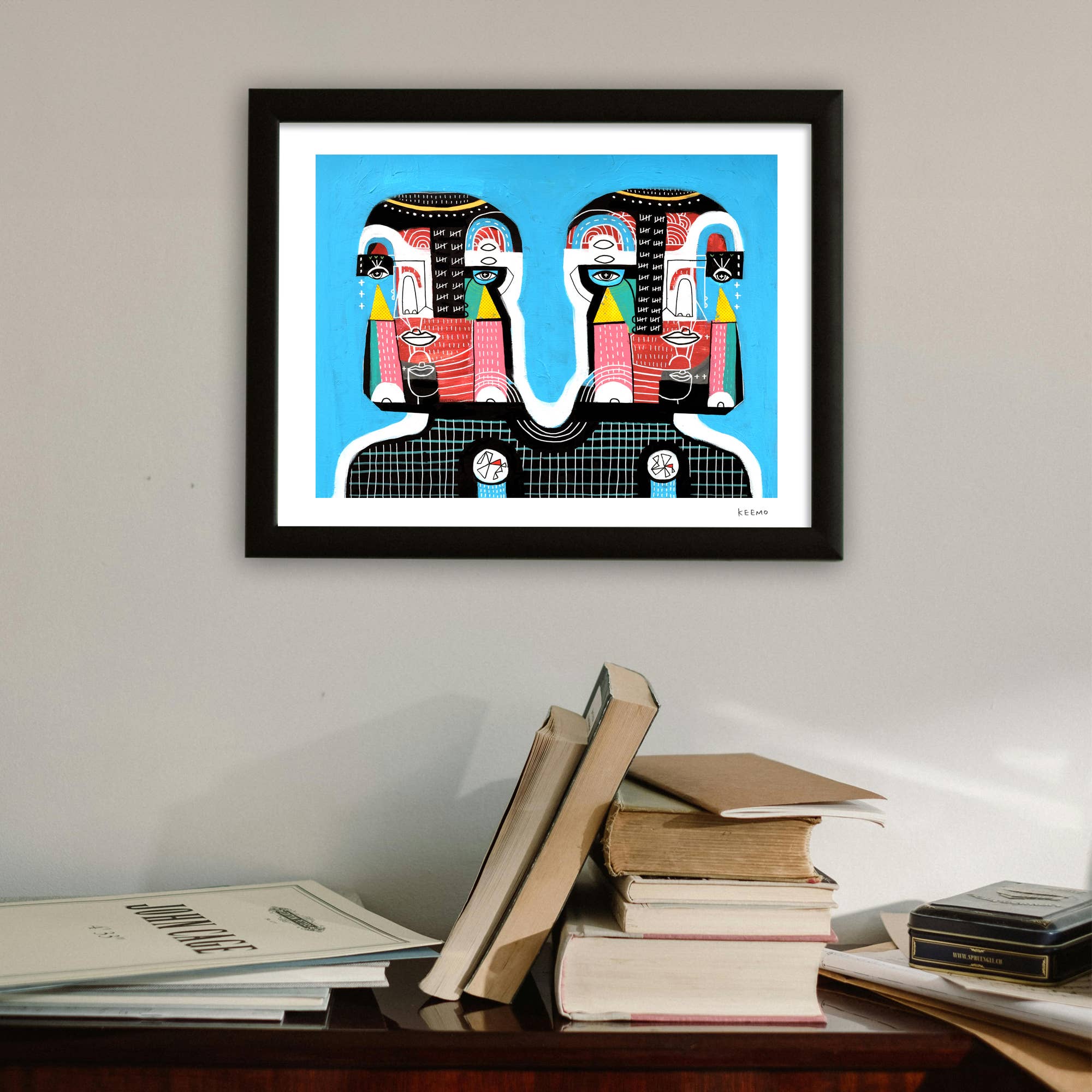 Keemo Gallery - Wholesale Art Print - Love Colorful Modern Art Print Lover Couple Blue Friend1