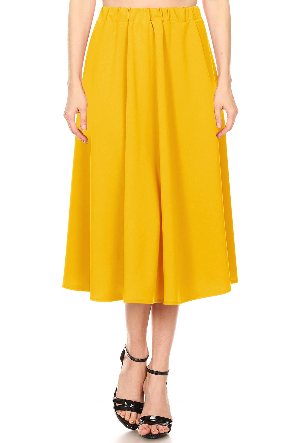 MOA COLLECTION - Vente Jupe – femme - Femme Casual Trapèze Plissée Solide Jupe Midi6