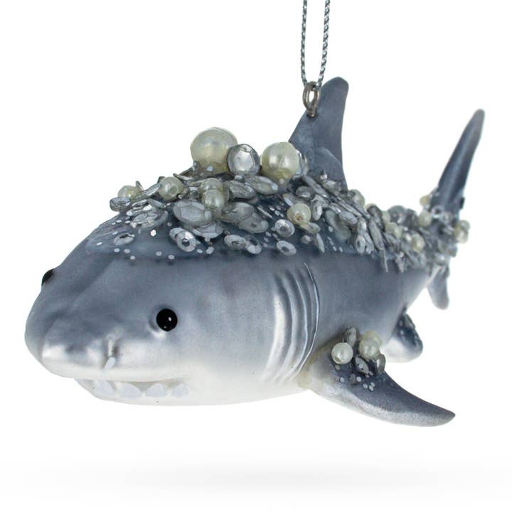 BestPysanky - Wholesale Ornament - Beaded Shark Glass Ornament1