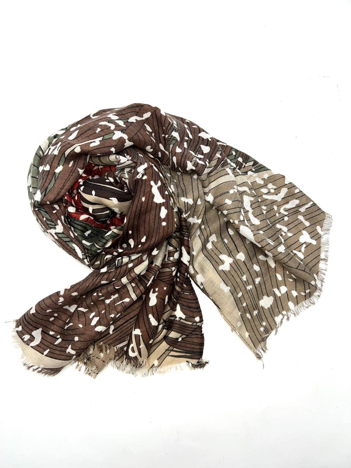 LINETA - Wholesale Scarf - Women's - H2018-77 Scarf with leaf pattern print2