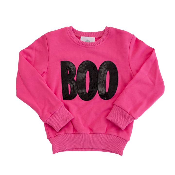 Hot Pink Boo Adult Sweatshirt for wholesale by Belle Cher