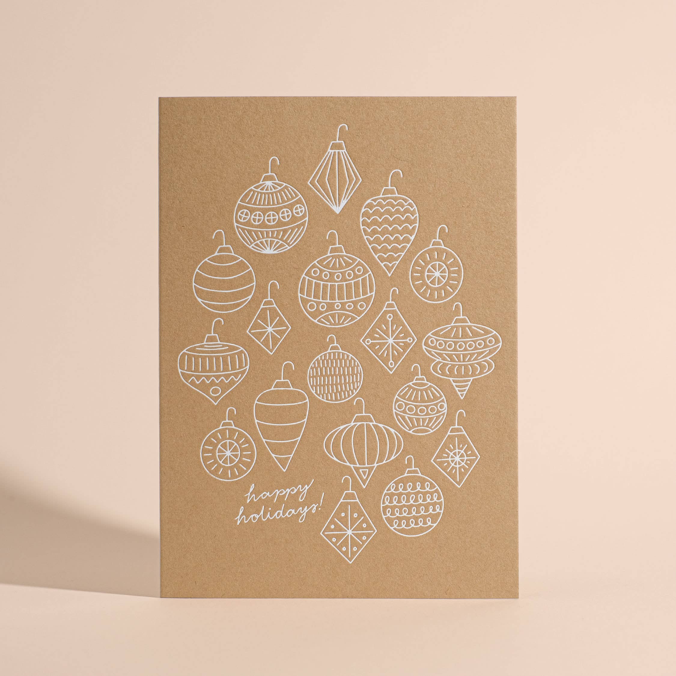Half Pint Studio - Wholesale Season's Greetings Card - Holiday Ornaments White Foil Greeting Card0