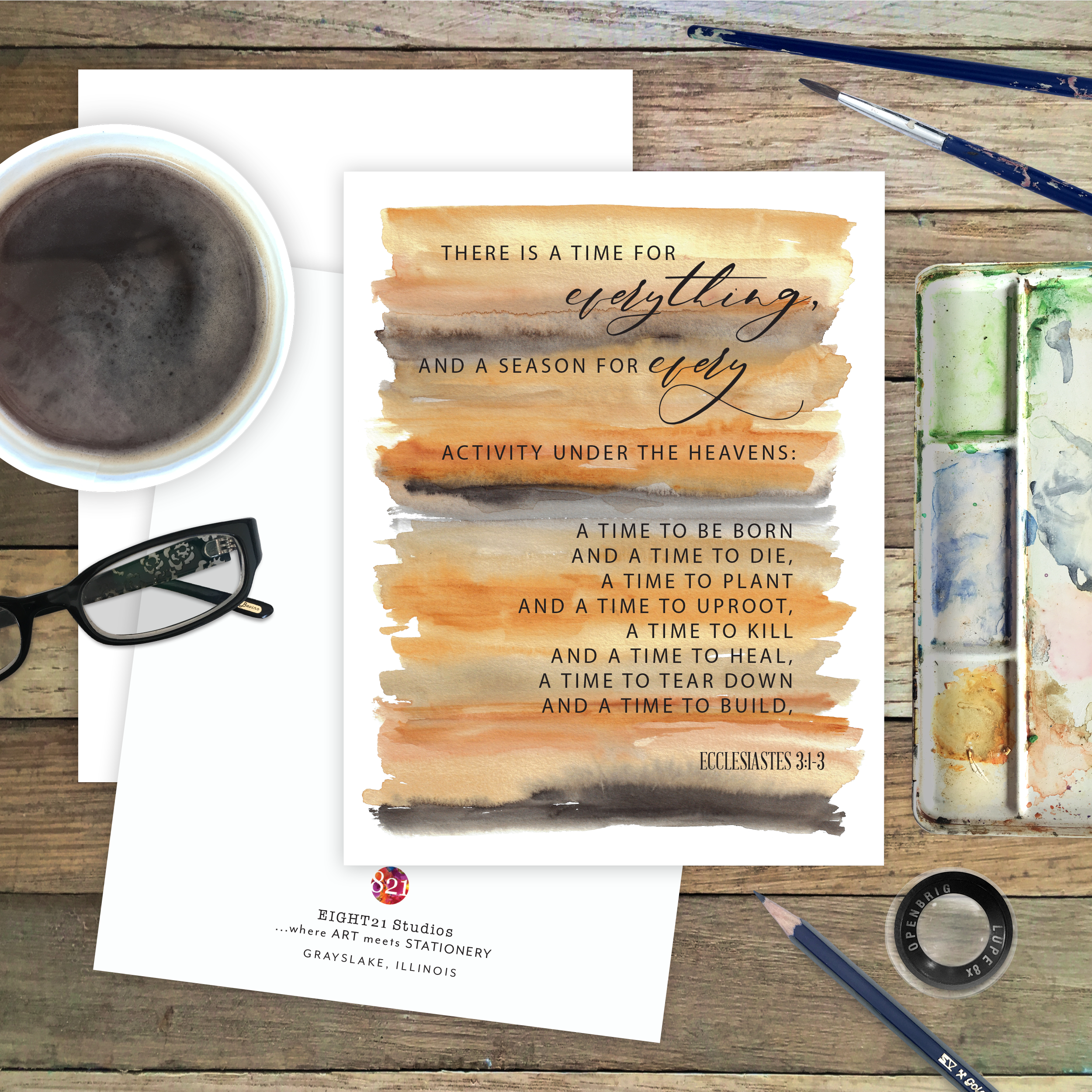 Eight21 Studios + Unique Greeting Cards, Art and Stationery - Wholesale Everyday Greeting Card - Ecclesiastes 3:1-3 Scripture Christian Verse Greeting Card3