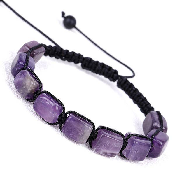 Amethyst Cube Bead Adjustable Bracelet for wholesale by It's Your Journey LLC