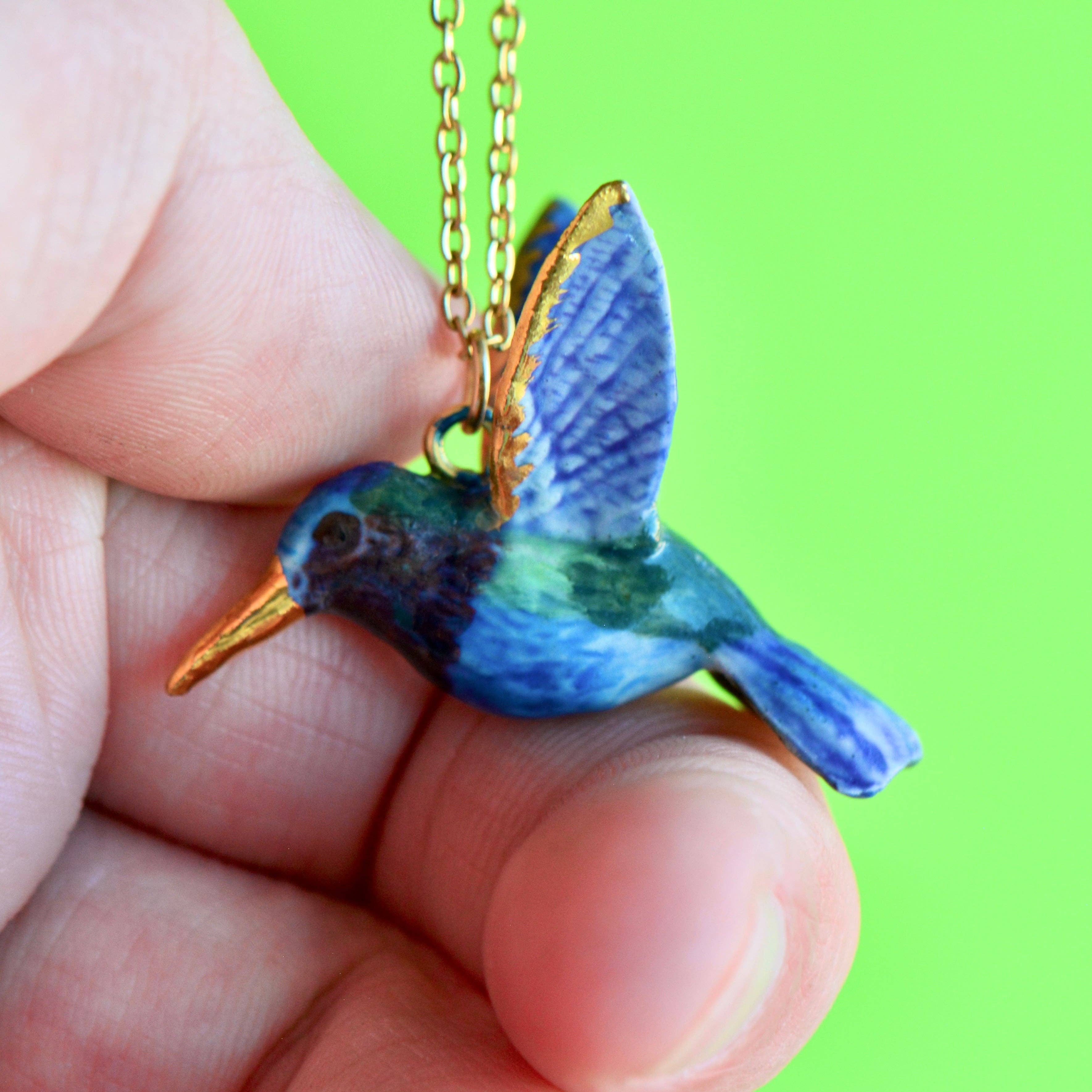 Camp Hollow Porcelain Animal Treasures – Großhandel Kette mit Anhänger/Charm – Kolibri-Halskette1