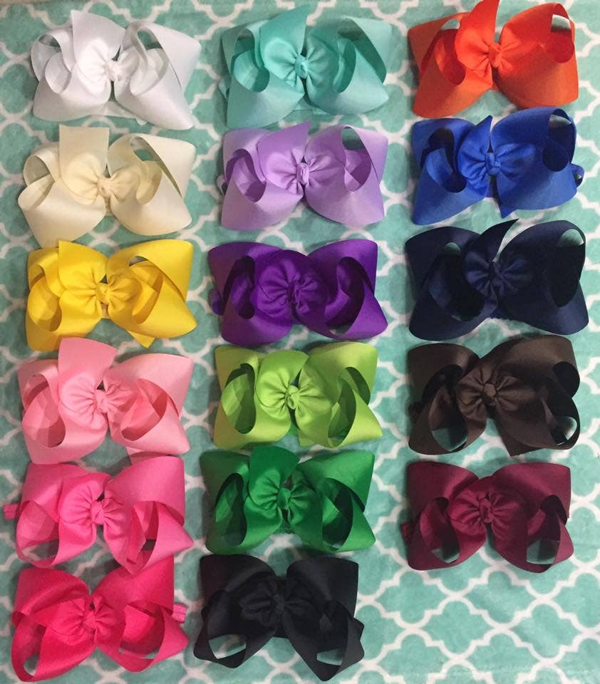 Annabelles Designs – wholesale Hair bow – Kids – Solid 5 Inch Off White Grosgrain Ribbon Hair Bow for Girls1