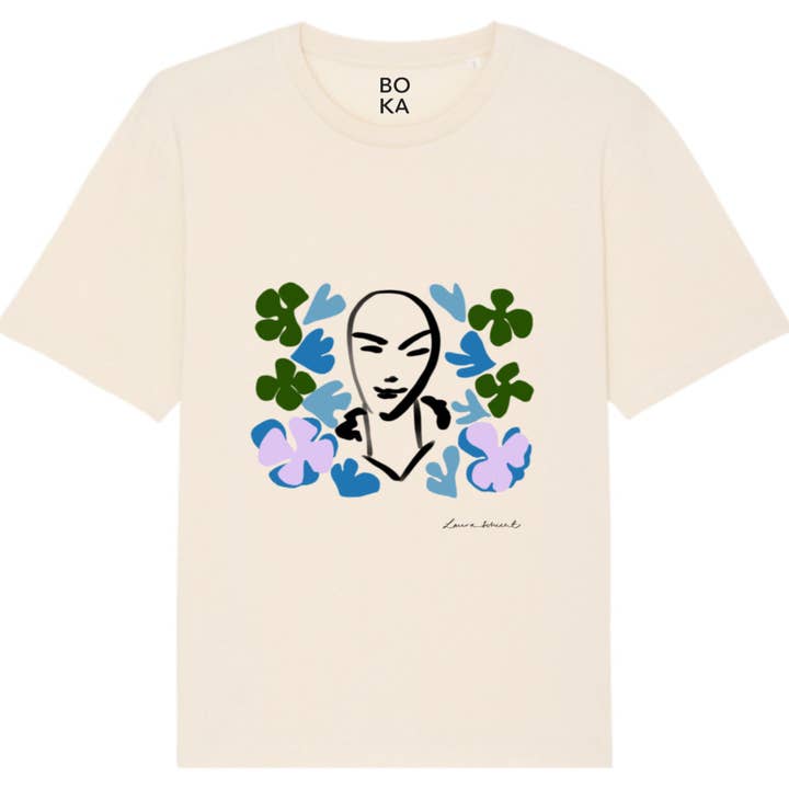 Surrounded by Flowers Organic Cotton T-Shirt. for wholesale by Boutique Kaotique