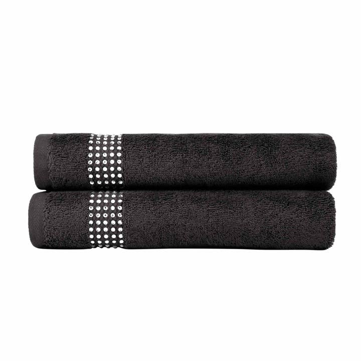 Sparkles Home – Großhandel Händehandtücher – Gestreiftes Strass-Handtuch (2er-Set)