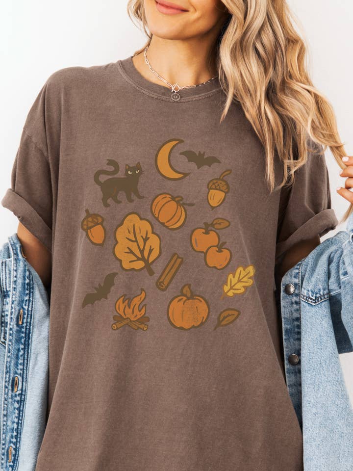 Fall Icons Tee in Espresso for wholesale by Camo Girl Outfitters