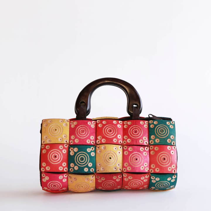 Fort the Label (previously Folk Fortune) - Wholesale Beach Bag - Rainbow Carved Coconut Beach Bag, coconut bag, coconut purse4