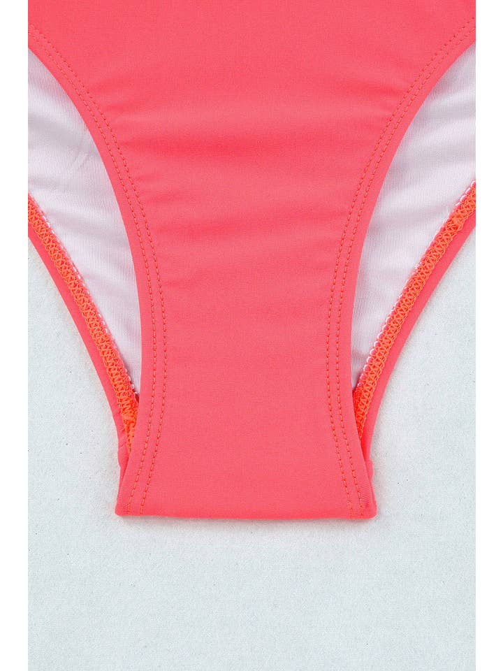 EG fashion - Wholesale Two Piece Swimsuit - Women's - Pink Scalloped Sleeveless High Waisted Two Piece Swimsuit11