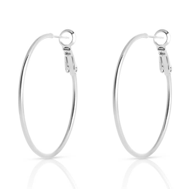 ORECCHINO A CERCHIO PICCOLO PLACCATO ARGENTO per la vendita all'ingrosso da parte di Destellos Mediterranean Jewels