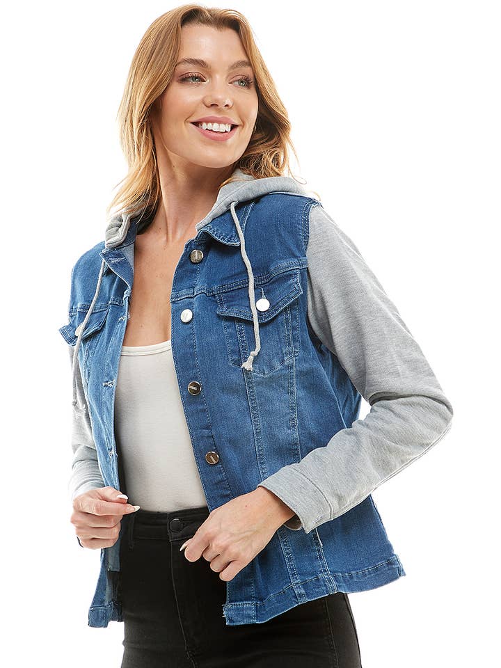 BLUE AGE - Wholesale Denim Jacket - Women's - Spandex Ladies' Denim Jacket with Fleece Hoodie10