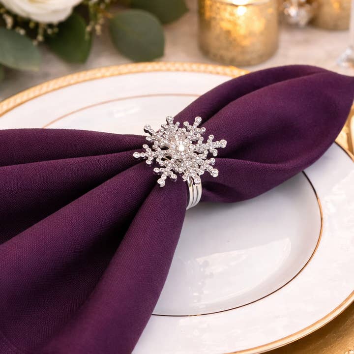 Silver Jeweled Snowflake Napkin Ring Holder for wholesale by Fennco Styles